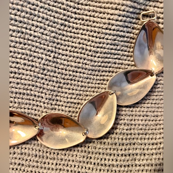 Bold Silver Teardrop Statement Necklace Bohemian Boho Chic Rare Geometric Oval - Picture 14 of 15